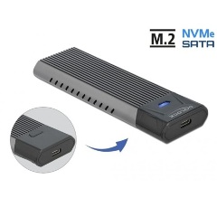 Delock 42638 Combo M.2 2280 PCIe NVMe / SATA3 USB3.2 Gen 2×1 C külső ház szürke 10Gb/s