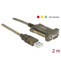 Delock USB-A 2.0 -> Serial RS-232 DB9 M/M adatkábel 2m barna