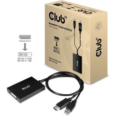 Club 3D 1db DisplayPort 1.2 1db USB-A 2.0 -> DVI-D Dual Link M/F aktív adapter 0.6m fekete HDCP-On