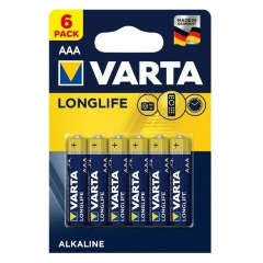 Varta Longlife AAA (LR03) alkáli mikro ceruza elem 6db/bliszter