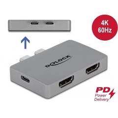 Delock MacBook Thunderbolt 3 Dual -> 2db HDMI 2.0 1db USB-C M/F adapter szürke PD 3.0