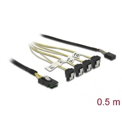 Delock SAS mini SFF-8087 -> 4db SATA M/F adatkábel 0.5m 90°