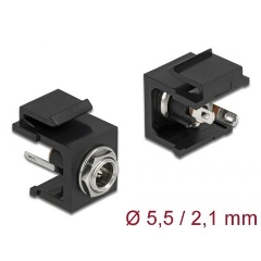 Delock DC 5,5x2,1mm Female keystone modul fekete