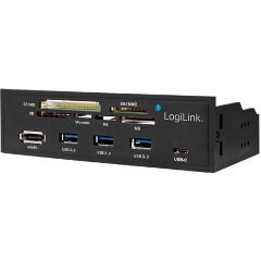 LogiLink UA0341 4-portos 5,25" hub fekete eSATA CF M2 MS SD microSD XD