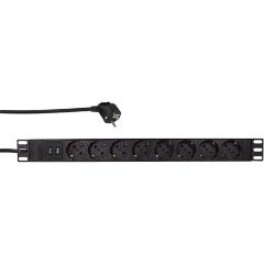 LogiLink PDU8C02 19" PDU 8db villásdugó CEE 7/3 (EU) rack elosztó 2m fekete