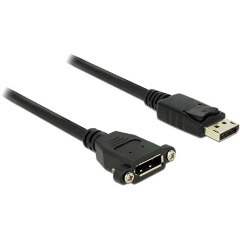 Delock DisplayPort 1.2 - DisplayPort 1.2 M/F video kábel hosszabbító 1m fekete panel-mount