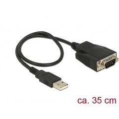 Delock USB-A 2.0 -> Serial RS-232 M/M adatkábel 0.45m fekete