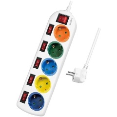 LogiLink LPS258 5db villásdugó CEE 7/3 elosztó 1.5m multi-color