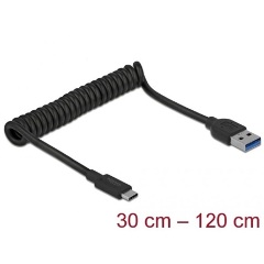 Delock USB-C 3.2 Gen2 -> USB-A 3.2 Gen 2 M/M adatkábel 1.2m fekete csavart