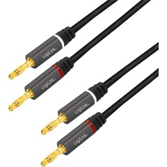 LogiLink 2db banán -> 2db banán M/M audio kábel 3m fekete