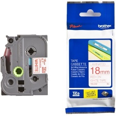 Brother TZE242 18mm fehér alapon piros festékszalag fehér-piros