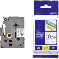 Brother TZE243 18mm fehér alapon kék festékszalag fehér-kék