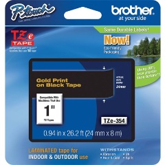 Brother TZE354 24mm fekete alapon aranysárga festékszalag fekete-sárga
