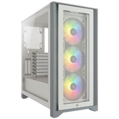 Corsair iCUE 4000X RGB Tempered Glass táp nélküli ablakos Mid Tower számítógépház fehér