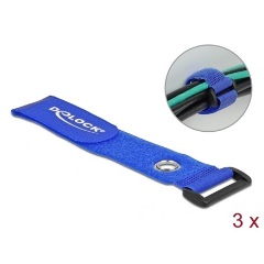 Delock Befűzős kábelkötegelő tépőzárral és szorító karikával hossza 280 mm, szélessége 38 mm, 3 db.