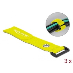 Delock Befűzős kábelkötegelő tépőzárral és szorító karikával hossza 280 mm, szélessége 38 mm, 3 db.