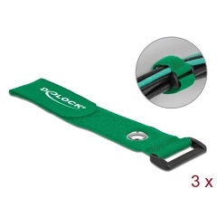 Delock Befűzős kábelkötegelő tépőzárral és szorító karikával hossza 280 mm, szélessége 38 mm, 3 db.