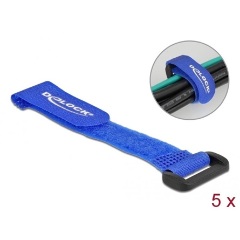 Delock Befűzős kábelkötegelő tépőzárral hossza 150 mm, szélessége 20 mm, 5 db. Kék