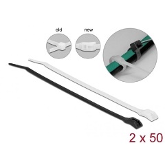Delock Kábelkötegelő lapos fejrésszel hossza 370 mm szélessége 3,6 mm, 100 db.