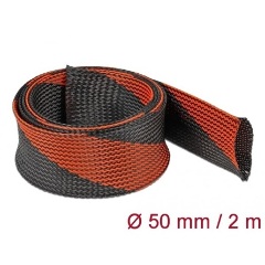Delock Fonott kábelharisnya nyújtható 2 m x 50 mm fekete-piros