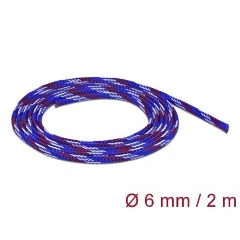Delock Fonott kábelharisnya nyújtható 2 m x 6 mm kék-piros-fehér