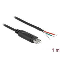 Delock USB-A 2.0 -> nyitott vezeték M/M adatkábel 1m fekete Serial RS-232