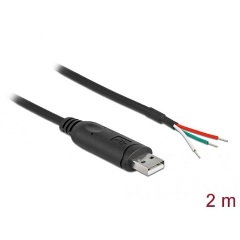 Delock USB-A 2.0 -> nyitott vezeték M/M adatkábel 2m fekete Serial RS-232