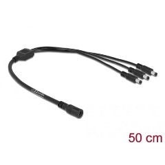 Delock DC 5,5x2,1mm -> 3db DC 5,5 x 2,1mm F/M splitter 0.5m fekete