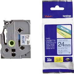 Brother TZE551 24mm kék alapon fekete nyomtatószalag festékszalag fekete-kék