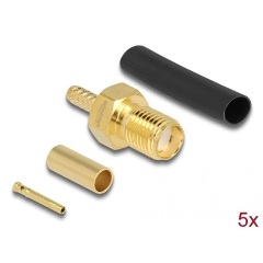 Delock SMA anya RG-174 / RG-316 krimpelésére illeszkedő süllyesztő csővel Delock SMA anya RG-174 / RG-316 krimpelésére illeszkedő süllyesztő csővel