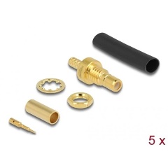 Delock SMB anya RG-174 / RG-316 krimpelésére illeszkedő süllyesztő csővel Delock SMB anya RG-174 / RG-316 krimpelésére illeszkedő süllyesztő csővel
