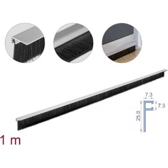 Delock 40 mm hosszú, hajlított kefeszalag 1 m hosszú alumínium foglalattal