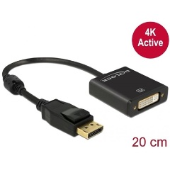 Delock DisplayPort 1.2 -> DVI-I M/F aktív adapter 0.2m fekete Delock DisplayPort 1.2 -> DVI-I M/F aktív adapter 0.2m fekete