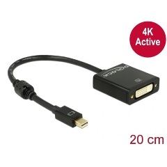 Delock Mini DisplayPort 1.2 -> DVI-I M/F aktív adapter 0.2m fekete