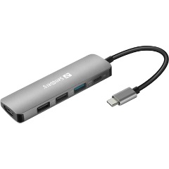 Sandberg Mini Dock 5-port USB-C dokkoló szürke