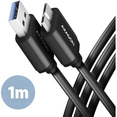 Axagon USB-A 3.2 Gen1 -> USB-B 3.0 micro M/M adatkábel 1m fekete