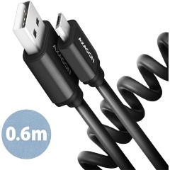 Axagon USB-A 2.0 -> USB-B 2.0 micro M/M adatkábel 0.6m fekete tekercselt