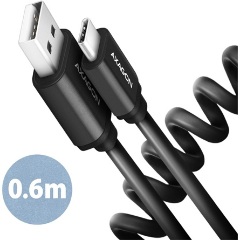 Axagon USB-C -> USB-A 2.0 M/M adatkábel 0.6m fekete tekercselt