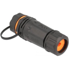Delock RJ45 CAT6A STP -> RJ45 CAT6A STP F/F toldó fekete IP68