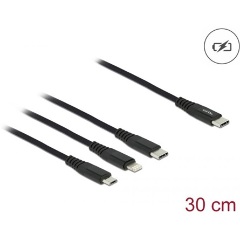 Delock USB-C -> Lightning USB-B 2.0 micro USB-C M/M töltőkábel 0.3m fekete