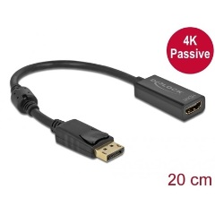 Delock DisplayPort 1.2 -> HDMI 1.4 M/F adapter 0.2m fekete