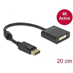 Delock DisplayPort 1.2 -> DVI-I M/F adapter 0.2m fekete