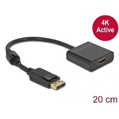 Delock DisplayPort 1.2 -> HDMI 1.4 M/F adapter 0.2m fekete