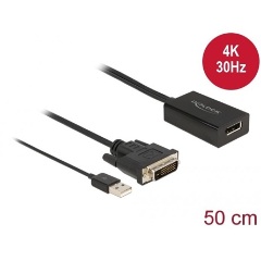 Delock DVI-D -> DisplayPort 1.2 M/F aktív adapter 0.5m fekete