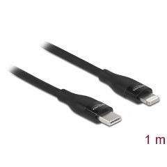 Delock USB-C -> Lightning M/M adatkábel 1m fekete MFi