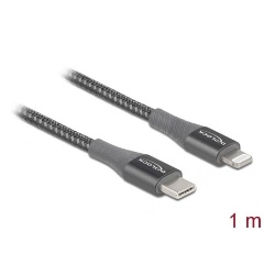 Delock USB-C -> Lightning M/M adatkábel 1m szürke MFi