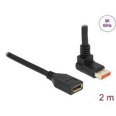 Delock DisplayPort 1.4 -> DisplayPort 1.4 M/F video kábel hosszabbító 2m fekete 90°fel/egyenes