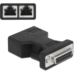 Delock D-Sub 25pin -> 2db RJ45 F/F adapter fekete