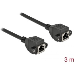 Delock RJ45 CAT6A S/FTP -> RJ45 CAT6A S/FTP F/F adatkábel hosszabbító 3m fekete