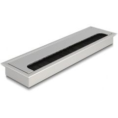 Delock Kábel tömítő/rendező asztalba szerelt változathoz kefével 280 x 80 x 28 mm méretű, ezüst